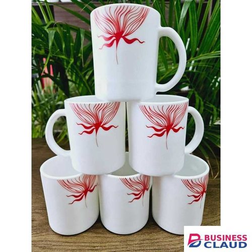 Ceramic Mug Collection – Red Floral Design (6 Pieces)