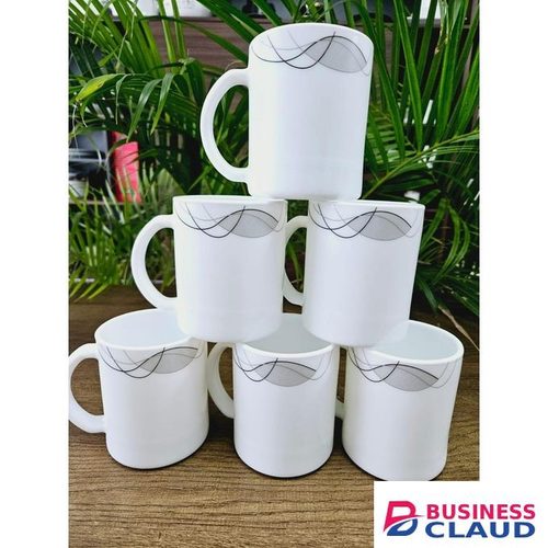 Ceramic Mug Collection – Black & Gray Wave Design (6 Pieces)