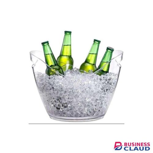 Premium Clear Acrylic Ice Bucket with Handles - 6-Bottle Beverage Cooler for Parties and Events