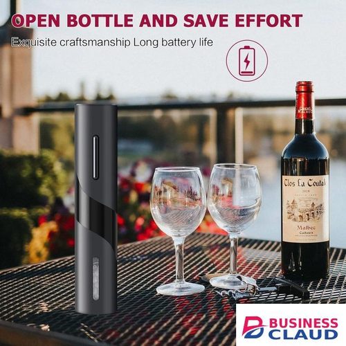 Electric Wine Bottle Opener, Wireless Electric Corkscrew, Automatic Wine Opener, Bottle Opener with Foil Cutter, Vacuum Plug and Wine Spout for Families, Parties