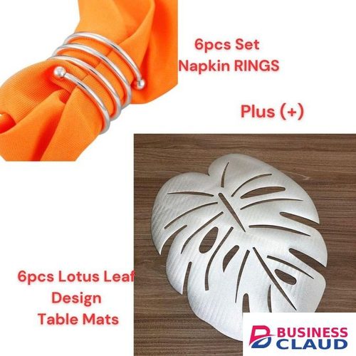 6PCS Napkin Rings for weddings/parties/dining table + 6PCs Table Mats