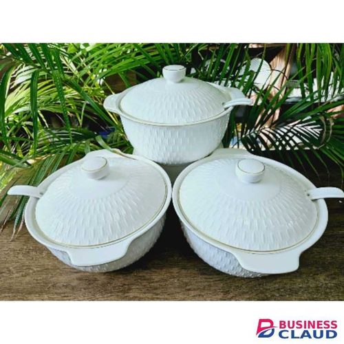 3L Ceramic Serving Bowls – Set of 3 Durable Porcelain Serving Dish Bowls for Kitchen, Dining, Buffet, Parties & Home Use