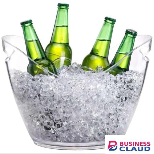 Large Capacity Ice Bucket Made of Food Grade Plastic with Cutout Handle, Spacious Lightweight Beverage Cooler Perfect for Parties and Home Use