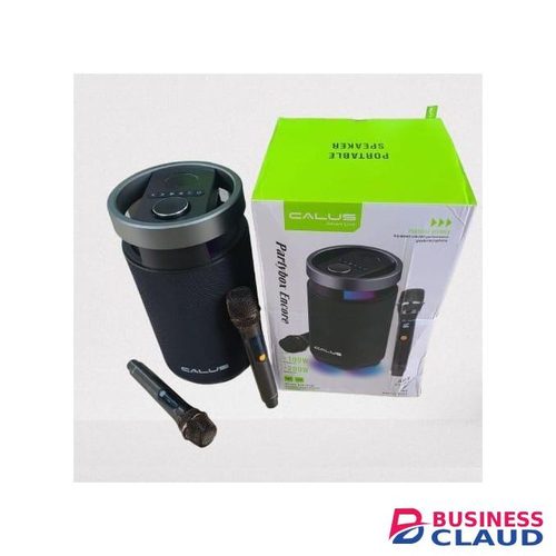 CALUS PartyBox Encore 200W Portable Bluetooth Speaker with LED Lights 2 Wireless Microphones USB AUX TWS