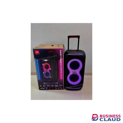 Jbl PartyBox Stage 320 Portable Bluetooth Party Speaker with Wheels and Telescopic Handle, Pro Sound, Splashproof Design, Light Show