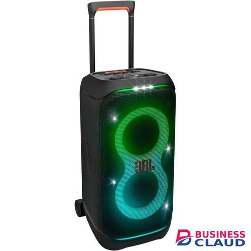 Jbl PARTYBOX STAGE 320 PORTABLE BLUETOOTH PARTY SPEAKER, DEEP BASS AND CLEAR HIGHS, TELESCOPIC HANDLE AND STURDY WHEELS FOR EASY TRANSPORT, 18 HOURS OF PLAYTIME, MIC AND GUITAR INPUTS FOR KARAOKE IPX4 SPLASH PROOF