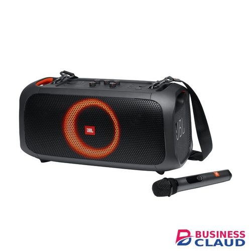 Jbl PartyBox On-The-Go Portable Party Speaker with Built-in Lights, Wireless Mic and Rechargeable Battery - Black (1YR WRTY)
