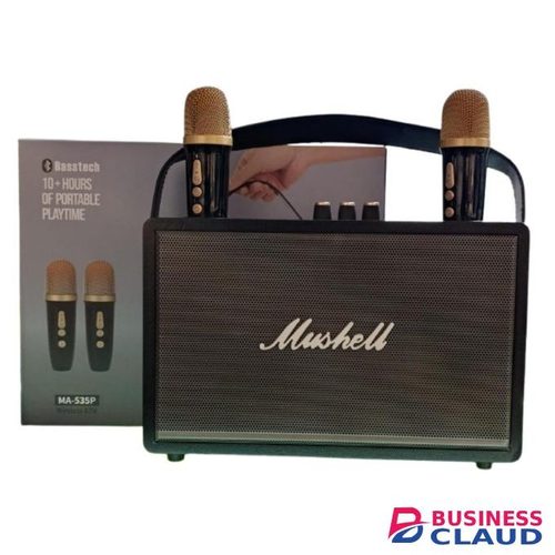 Mushell Portable Karaoke Speaker 10H Playtime Dual Wireless Mics Bluetooth/USB/AUX/TF Inputs