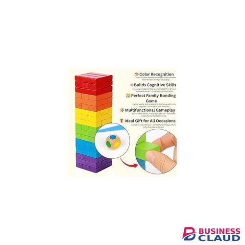 Jenga Wooden Building Blocks 54Pcs Party Game Tumbling Tower Game for Kids and Adults for Birthday Gift (Multi Color)