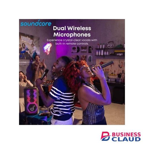 Anker Soundcore Rave 3S AI Party Speaker with 2 Wireless Microphones, 12H Playtime and AI Vocal Removal - Black