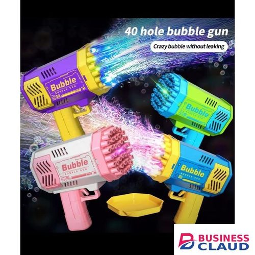 One Pack Of Children's 40 Holes Launcher Handheld Portable Electric Automatic Bubble Gun LED Light For Boys And Girls is a fun and engaging toy designed to keep kids entertained for hours
