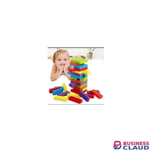 54PCS Colorful Wooden Jenga Blocks - Family Fun Game for Kids & Adults, Party Toy Set