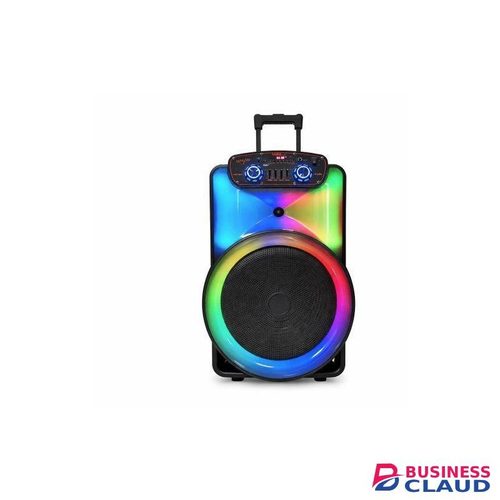 Premier PM1518 15 Inch Rechargeable Party Trolley Speaker With 2 Wireless Microphones, Bluetooth, Usb Mp3, Led Lighting