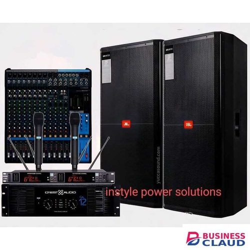 Enigma Min PUBLIC ADDRESS+2PCS JBL SPEAKER +8 CHANNE POWERED MIXER+WIRELESS MICROPHONE+CREST AUDIO C12