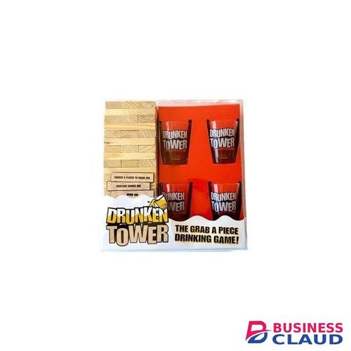 Drunken Jenga Game/ Tower Party Game/ Comes With Wooden Blocks And 4 Shot Glasses