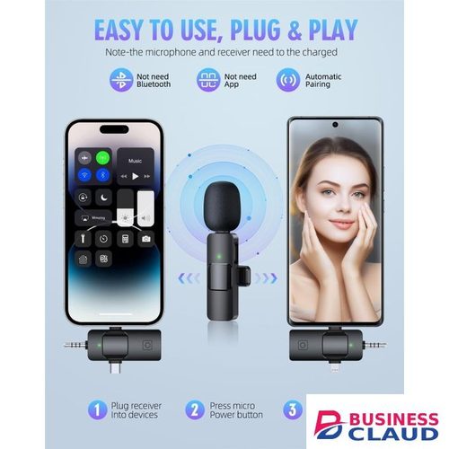 Wireless Lavalier Microphone Dual Mic System for YouTube, Reels, and Online Teaching