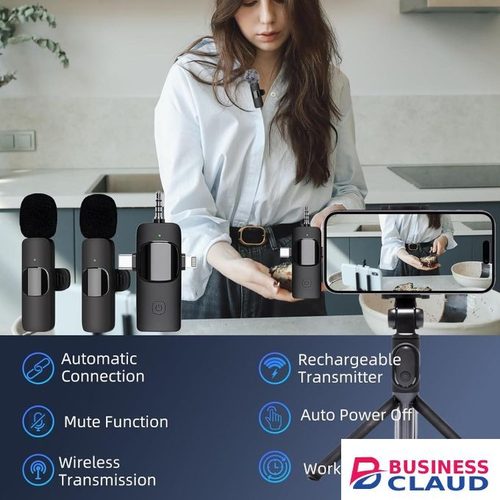 K15 Wireless Mic for Creators – Dual Clip-On Lavalier for All Devices