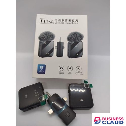 F11-2 3-in-1 Wireless Lavalier Microphone with Collar Clip for Online Learning and Webinars