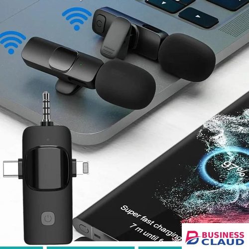 3 in 1 Wireless Wireless Lavalier Microphone, Mini Microphone, Noise Canceling Lapel Mic for Interview Video Podcast Vlog YouTube