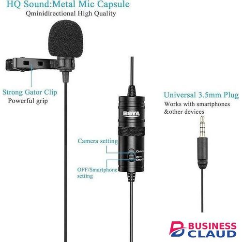 Boya BY-M1 Omni Lavalier Microphone with Windscreen and Clip for Professional YouTube and Interview Recording
