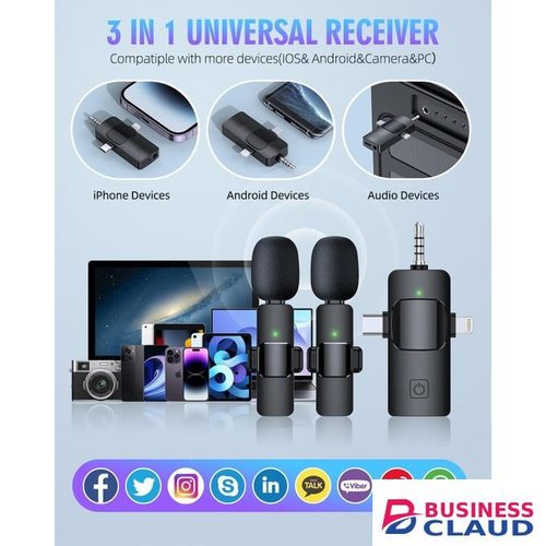 Wireless Lavalier Lapel Microphone Dual Mic Set for Influencers, Streamers & Video Creators