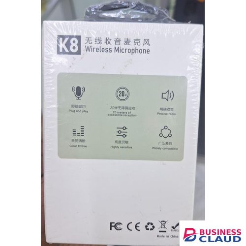 K8 Wireless Lavalier Microphone – Plug & Play, 20m Range, Noise Reduction for Vlogging & Interviews