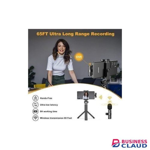 K9 Lavalier Microphone Wireless Lapel Microphone Lavalier Mic YouTube Facebook TikTok Live Stream - Black