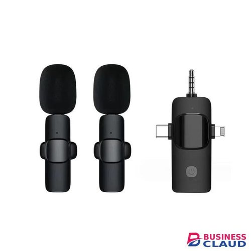 3 in 1 Double Mic Wireless Wireless Lavalier Microphone, Mini Microphone, Noise Canceling Lapel Mic for Interview Video Podcast Vlog YouTube