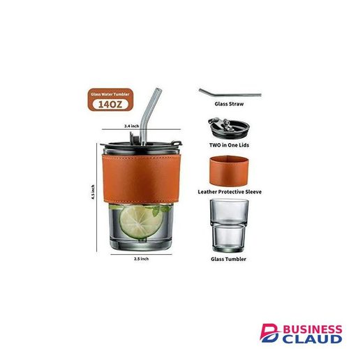 Gorgeous Slub Glass Smoothie Cup With Straw