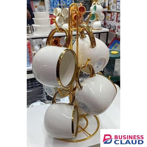 Ceramic 6pcs cup with golden line