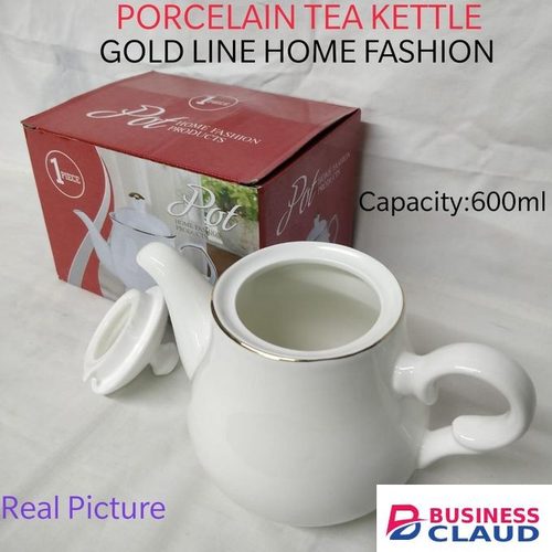 Porcelain Tea Kettle 600ml Gold Line Home Fashion