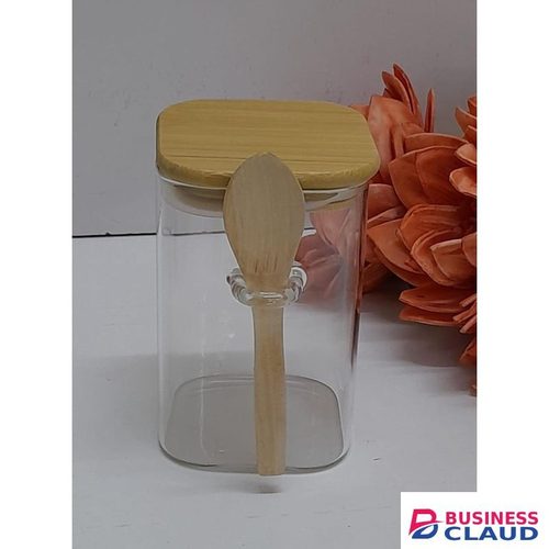 470ml transparent Glass Cup with bamboo Holed Lid