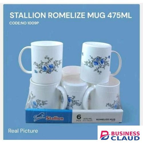Romantic flowered 6 pcs 475 ml plastic heavy duty coffee mugs