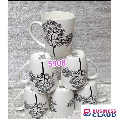 Nice One 6pcs White Ceramic Mugs - Premium Quality