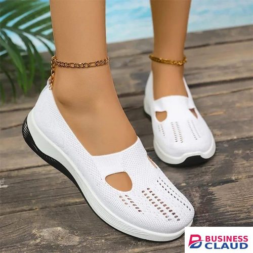 Classy ladies comfortable easy to wear white closed shoes