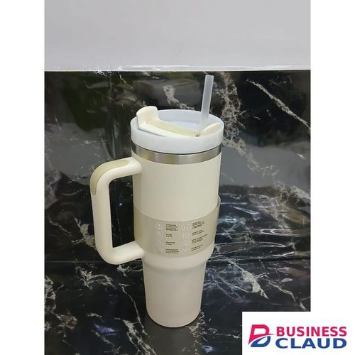 Stainless steel Mug, large capacity handled both cold and hot insulated cup with metallic straw 1.2L