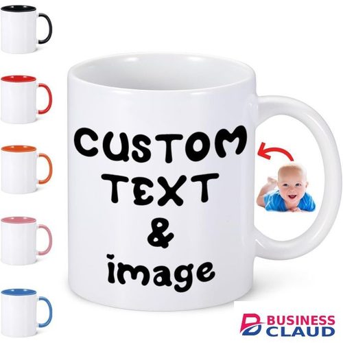 Custom Printing Customizable White Ceramic Mug with Text & Photo Options
