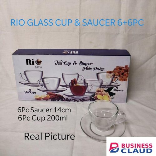 Rio Glass Cup & Saucer 6+6Pcs Size: 200ml