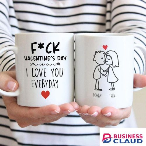Ceramic F*CK VALENTINES DAY ( Valentines gift mug present for love and apreciation) MAGIC MUG, TWO TONE MUG AND LOVE HANDLE MUG GIFT
