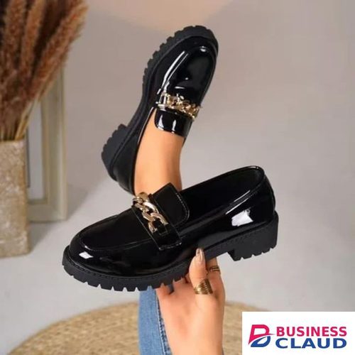 women's wet look chunky loafers