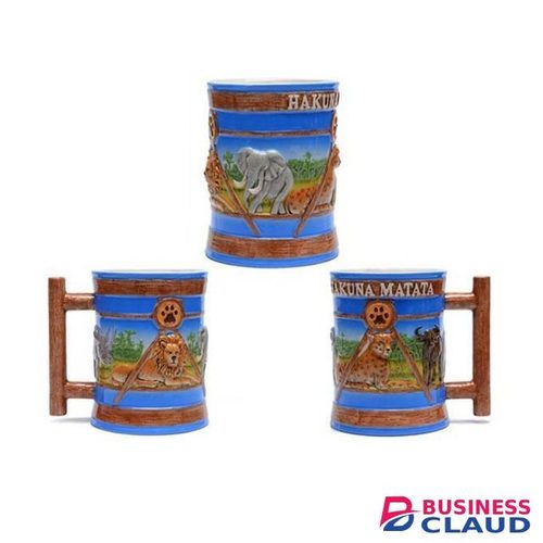 hakuna matata Souvenir Mug Big Five Animal Embossed With Written inchHakuna Matatainch