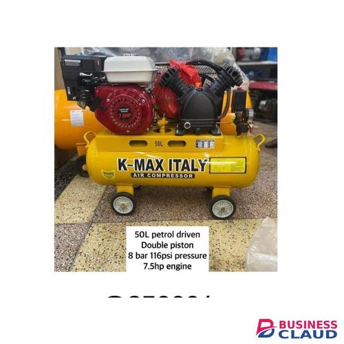 K-MAX ITALY AIR COMPRESSOR 50L petrol driven Double piston 8 bar 116psi pressure 7.5hp engine