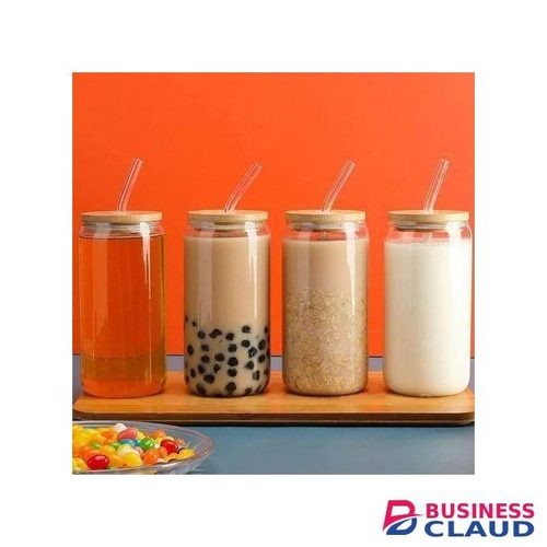 500ml Glass Cup With Lid and Straw Transparent Bubble Tea Cup Juice Glass