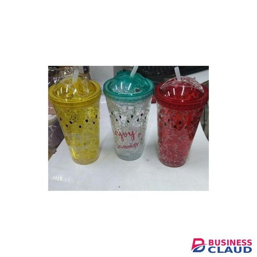 Creative Double Layer Crushed Ice Straw Cup Portable Water Ice Cup