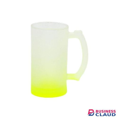 Sublimation Fancy Colorful Bottom Glass Beer Mug 16Oz, Yellow