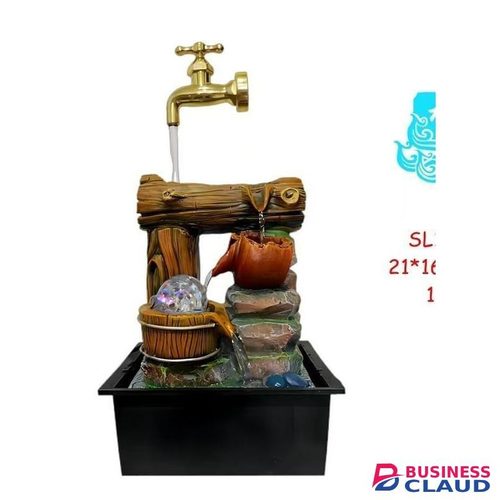 Rustic flow LED tabletop fountain with a floating faucet illusion