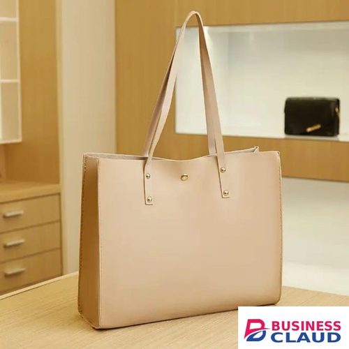 Beige faux leather tote bag
