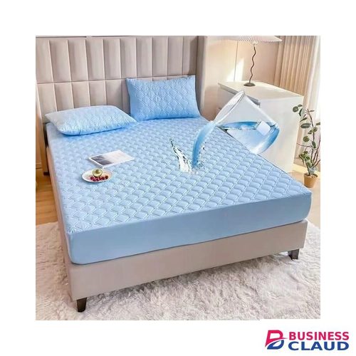 Navy blue quilted waterproof mattress protector