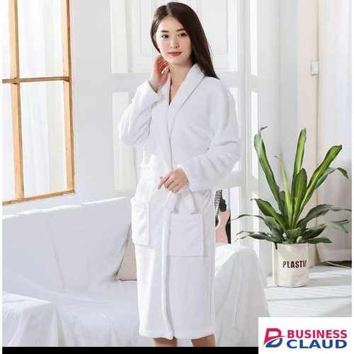 Unisex white plush robe-LARGE SIZE