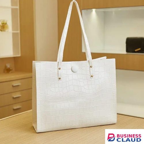 White faux leather tote bag